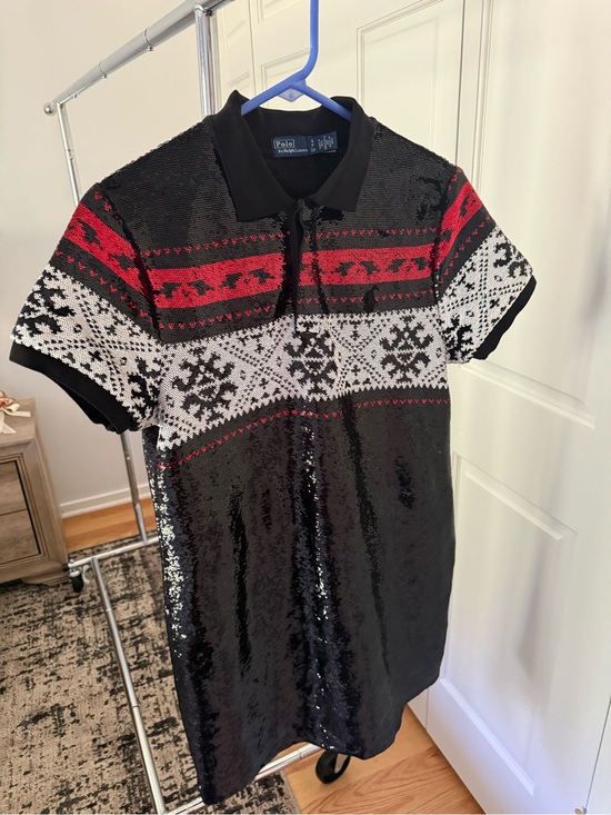 Polo Ralph Lauren Dresses & Skirts - Polo by Ralph Lauren Black Sequin Polo with Red and White Fair Isle